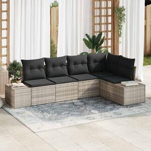 Kerti Kanapé Szett 5 pcs Világosszürke polirattan