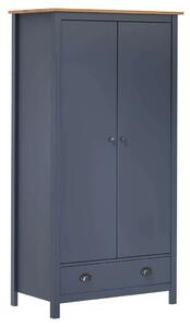 VidaXL Hill szürke 2 ajtós tömör fenyőfa ruhásszekrény 89x50x170 cm