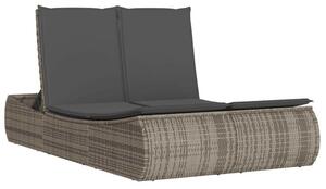 VidaXL Dupla Napozóágy - Polyrattan - Szürke - 200cm