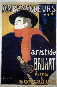 Toulouse-Lautrec, Henri de - Festmény reprodukció Poster for Aristide Bruant, (26.7 x 40 cm)