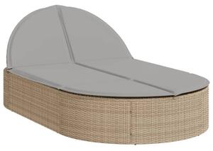 VidaXL Dupla Napozóágy - Polyrattan - Bézs - 200cm