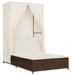VidaXL Dupla Napozóágy - Polyrattan - Barna - 197x100 cm