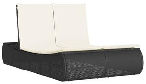 VidaXL Dupla Napozóágy - Polyrattan - Fekete - 200cm