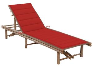 VidaXL Bambusz Napozóágy - Piros Párnával - 200cm