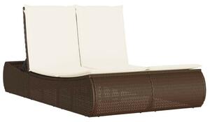 VidaXL Dupla Napozóágy - Barna Polyrattan - 200cm