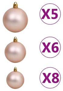 VidaXL rózsaszín PVC műkarácsonyfa LED-ekkel és gömbszettel 120 cm