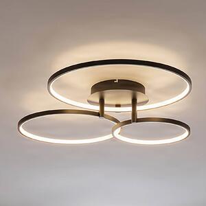 Lindby LED-es mennyezeti lámpa Rayk, fekete, fém, 77 cm, fényerőszabályzóval, dimmelhető, Fekete, Nappali / Étkező, Modern