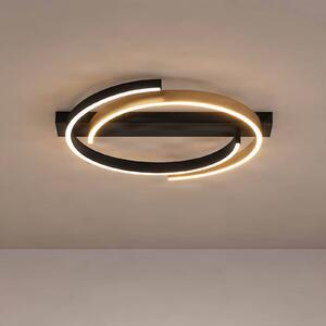 Lucande LED mennyezeti lámpa Natsuma, fekete/arany, fém, Ø 50 cm, Fekete, Nappali / Étkező, Műanyag, Modern