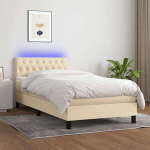 VidaXL Krémszínű Ágy - 90x200 cm - LED-es