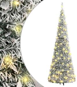 Könnyen felállítható műkarácsonyfa hóval 200 LED-del 210 cm