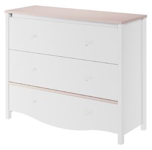 Komód Velferi 125, Laminált forgácslap, 90x110x41cm, Fehér, Rózsaszín