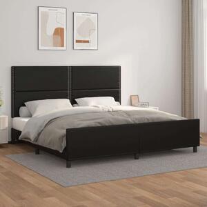VidaXL Fekete Műbőr Ágykeret Fejtámlával - 200x200 cm