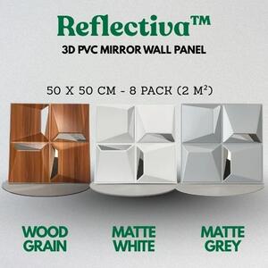 Reflectiva™ 3d Pvc Tükör Falpanel 50 X 50 Cm - 8 Csomagban, Faerezet