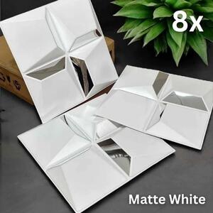 Reflectiva™ 3d Pvc Tükör Falpanel 50 X 50 Cm - 8 Csomagban, Matt Fehér