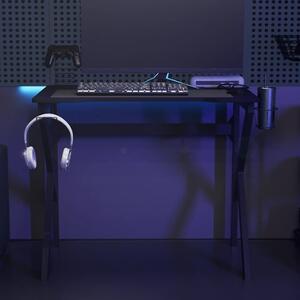 Fekete K-lábú gamer asztal 90 x 60 x 75 cm