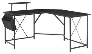 Sarok íróasztal TACONY Fekete 180 cm 140 cm Ágyneműtartóval