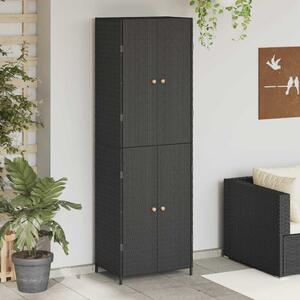 Fekete polyrattan kerti tárolószekrény 59 x 40 x 180 cm