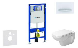 Geberit Duofix - Modul fali WC-hez nyomógombbal Sigma50, alpesi fehér + Duravit D-Code - WC és ülőkéje, perem nélküli, SoftClose 111.300.00.5 NH8