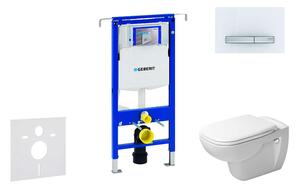 Geberit Duofix - Modul fali WC-hez nyomógombbal Sigma50, alpesi fehér + Duravit D-Code - WC és ülőkéje, perem nélküli, SoftClose 111.355.00.5 NH8