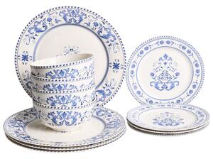 12 darabos étkészlet GALANGAL Porcelán Fehér/kék
