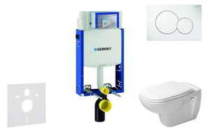 Geberit Kombifix - Modul fali WC-hez nyomógombbal Sigma01, alpesi fehér + Duravit D-Code - WC és ülőke, perem nélküli, SoftClose 110.302.00.5 NH1