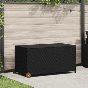 Fekete polyrattan kerti tárolóláda 120 x 65 x 61 cm