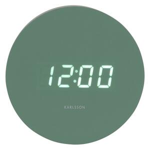 Karlsson 5981GR dizájner LED-es óra ébresztővel,zöld, 9 cm átmérőjű