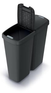Hulladékgyűjtő Prosperplast COMPACTA Q DUO, 50 l újrahasznosított fekete, fekete fedéllel