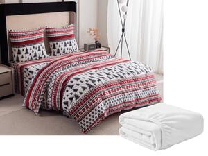 Mikroplüss TWINKLE CHRISTMAS ágyneműhuzat szett színes + Mikroplüss lepedő SOFT 90x200 cm fehér, egyszemélyes