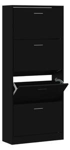 Homcom Fekete Cipősszekrény - 4 Fiók - 63x24x147 cm