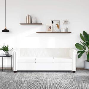 3 személyes fehér műbőr Chesterfield kanapé