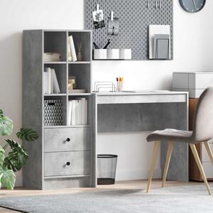 Asztal fiókkal polcokkal tárolóval 2 pcs Beton Szürke