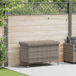 Szürke polyrattan kerti tárolóláda kerekekkel 110x55x73 cm