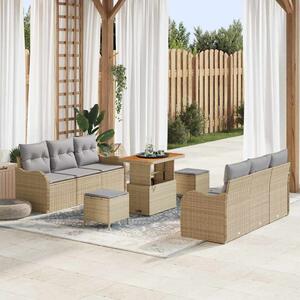 Kerti Kanapé Szett párnával 9 pcs Beige és Világosszürke