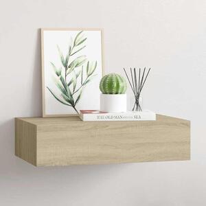 Tölgyszínű MDF falra szerelhető fiókos polc 40 x 23,5 x 10 cm