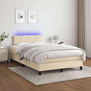 VidaXL LED-es Ágy - Rugós - Krémszínű - 120x200 cm