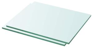 2 db átlátszó üveg paneles polc 30 x 20 cm