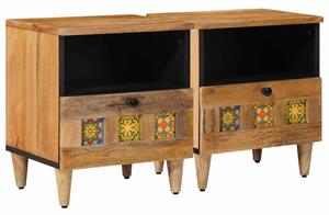 Éjjeliszekrény 2 pcs Természetes 40 x 33 x 46 cm Tömör Mangófát