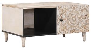 Dohányzóasztal Fehér 80 x 50 x 40 cm Tömör Mangófát