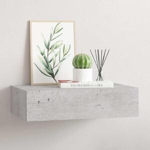 Betonszürke MDF falra szerelhető fiókos polc 40 x 23,5 x 10 cm