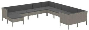 Polyrattan Kerti Ülőgarnitúra - 11 részes - Szürke