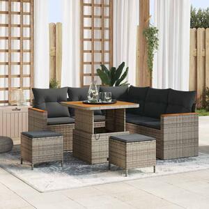 Kerti Kanapé Szett párnával 8 pcs Szürke Poli rattan