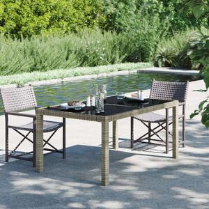 VidaXL Polyrattan Kerti Asztal - Edzett Üveg - 150x90 cm