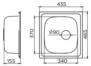 Metalac Quadró 90 egymedencés Inox Mosogatótálca