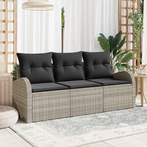 Kerti Kanapé Szett párnával 3 pcs Világosszürke Poli rattan