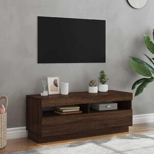 Barna tölgyszínű TV-szekrény LED-világítással 100 x 35 x 40 cm