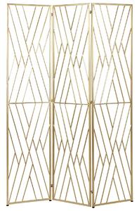 Arany fém térelválasztó 3 panellel 117 x 170 cm ASOLO