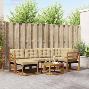 Kültéri kanapé szett párnával 7 pcs Természetes és bézs