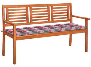 3 személyes tömör eukaliptuszfa kerti pad párnával 150 cm