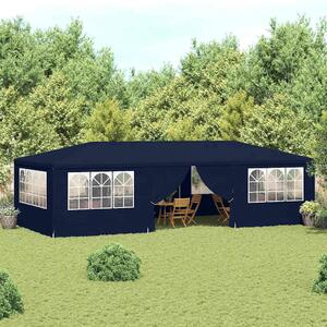 Kék rendezvénysátor oldalfalakkal 4 x 9 m 90 g/m²